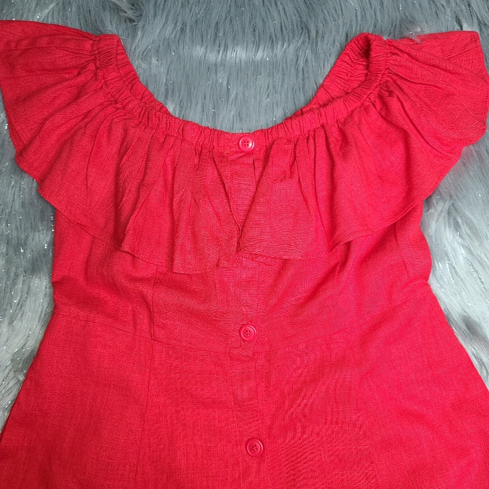 SOLD!!!! Forever 21 Off The Shoulder Red Dress - Picture 4 of 4